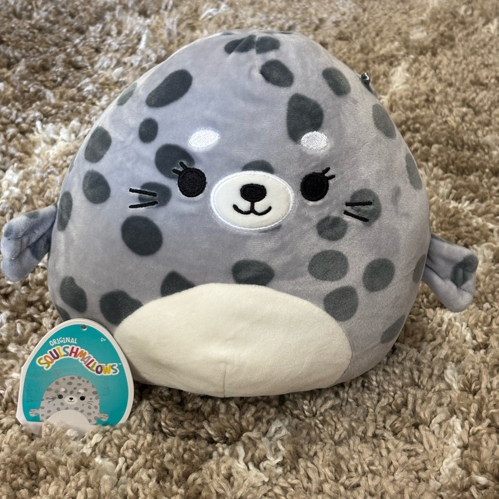 Squishmallows Gray and White Spotted Seal Plush